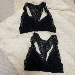 2 Victoria’s Secret black lace bralettes